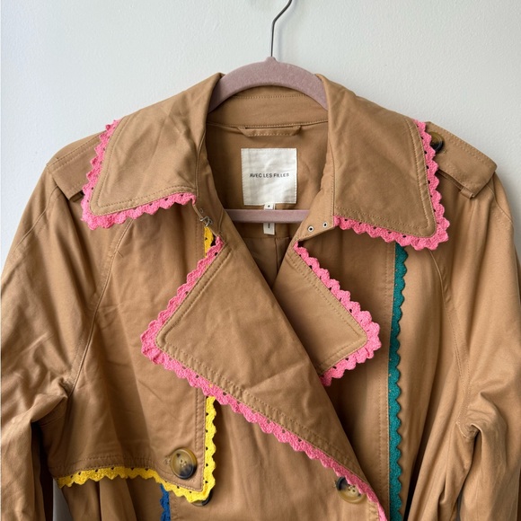 Avec Les Filles Beige Coat with Pink Accents - Picture 2 of 5